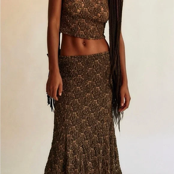 Free People Textured Maxi Top & Skirt Set - Picture 2 of 4